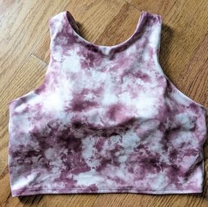 Athleta Printed Conscious Crop A-C Workout Top Pink NWT $64 M Medium